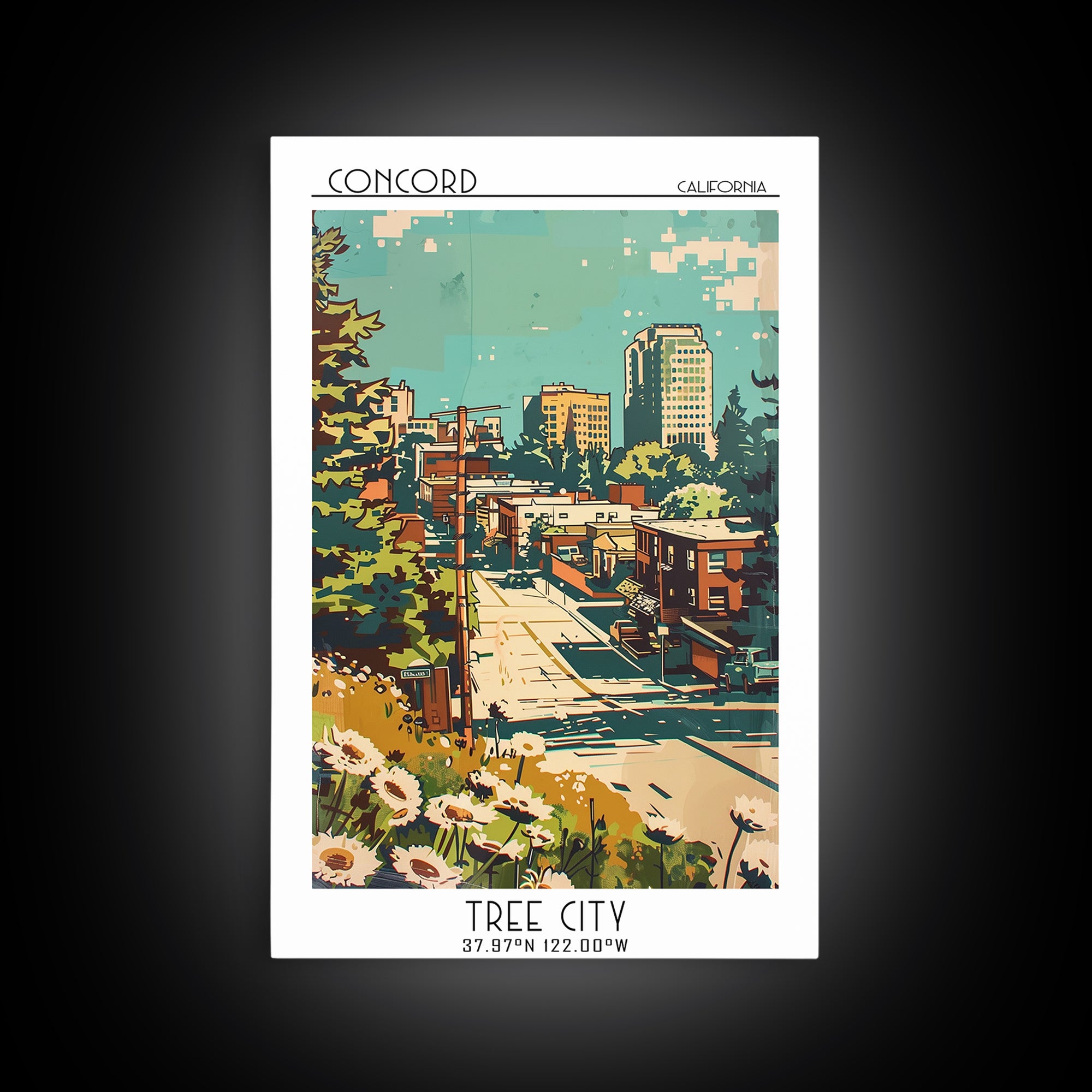 Concord Travel Poster, Framed Canvas Print, City Art Print, Travel Wall Art, Fine Art Print, City Travel Poster, Retro Travel Poster
