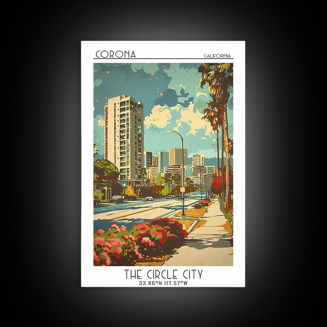 Corona California Travel Poster, Canvas Print, City Art Print, Travel Wall Art, Travel Wall Decor, Modern Wall Decor, Fine Art Print