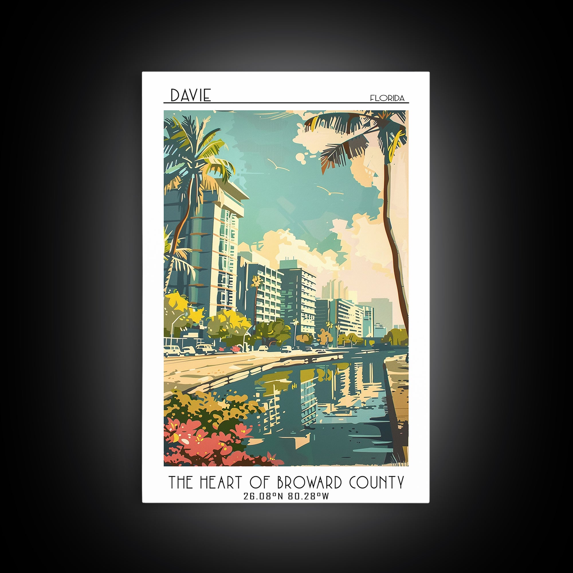 Davie Florida Travel Poster, Canvas Print, Retro Travel Poster, City Wall Art, Vintage City Poster, Vintage Poster, Gallery Wall Set