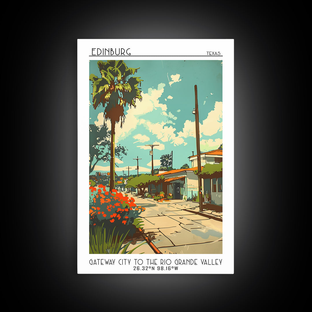 Edinburg Travel Poster, Framed Canvas Print, Retro Travel Poster, City Wall Art, City Illustration, Minimalist Poster, Travel Prints