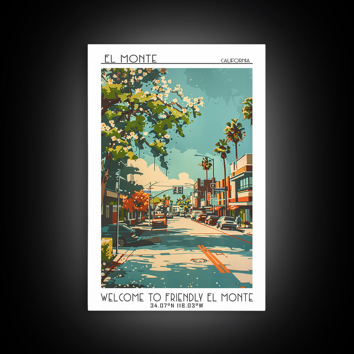 El Monte Travel Poster, Canvas Print, City Travel Poster, Travel Wall Decor, Landscape Art, City Wall Art, Fine Art Print, Art Print