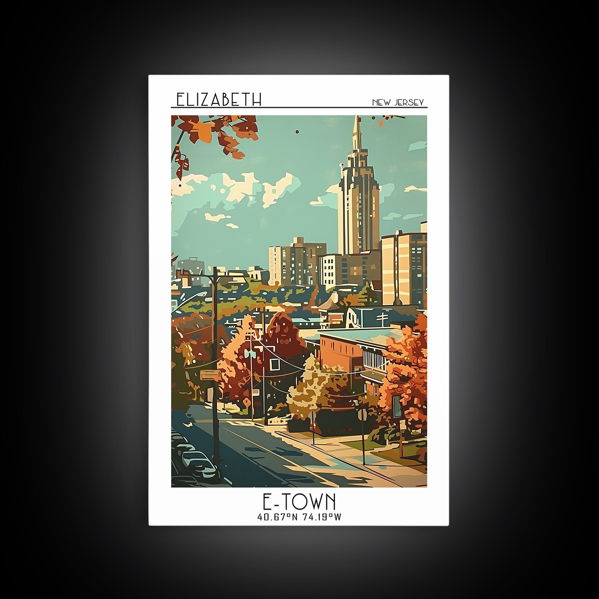 Elizabeth Travel Poster, Framed Canvas Print, City Travel Poster, Vintage City Poster, Retro Wall Art, Vintage Travel, Travel Prints