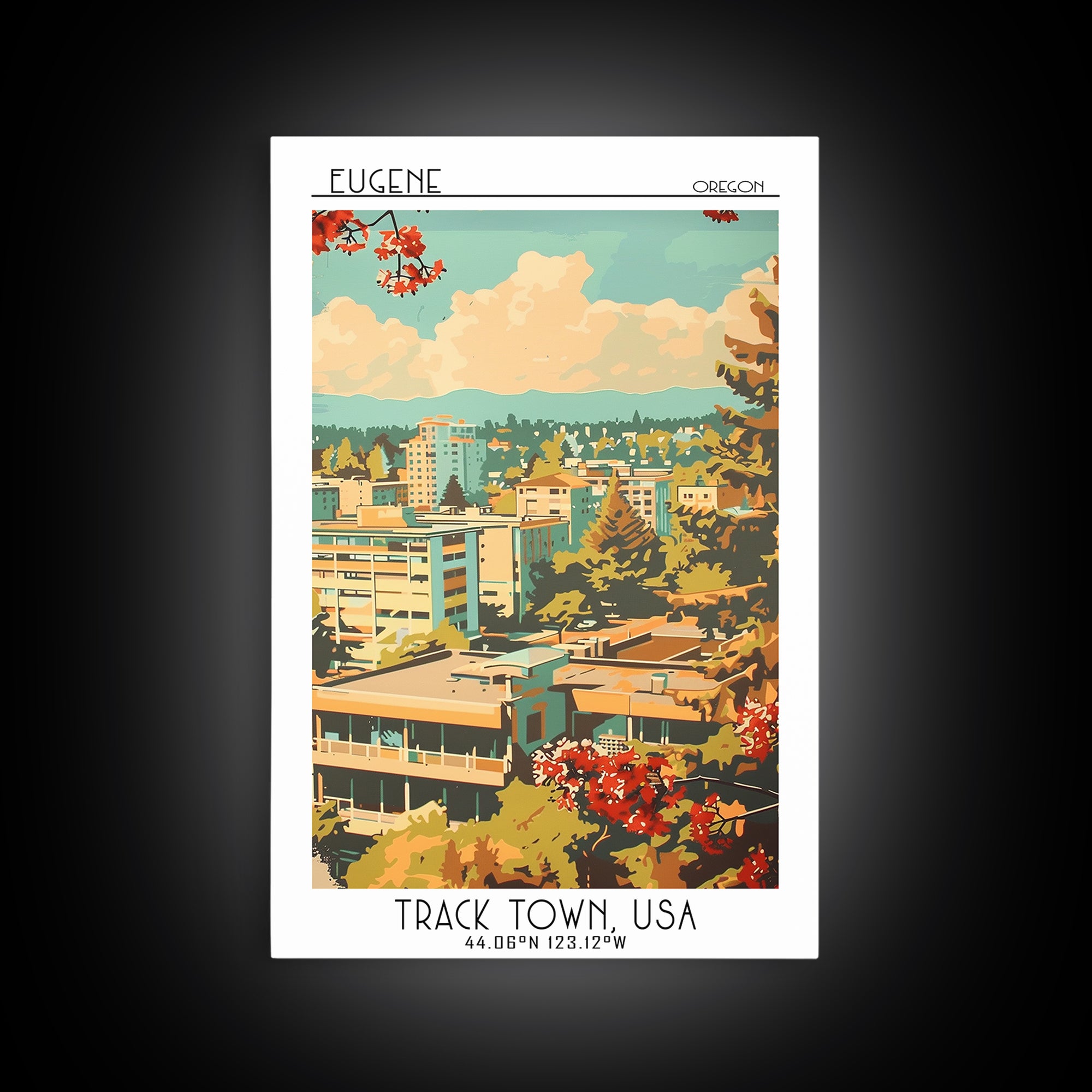 Eugene Oregon Travel Poster, Canvas Print, City Travel Poster, Travel Wall Decor, Wanderlust Gift, Travel Wall Art, Gallery Wall Set