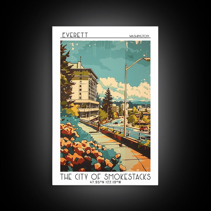 Everett Travel Poster, Canvas Print, Poster Print, Travel Wall Art, Gallery Wall Set, Retro Travel Poster, Art Print, City Art Print
