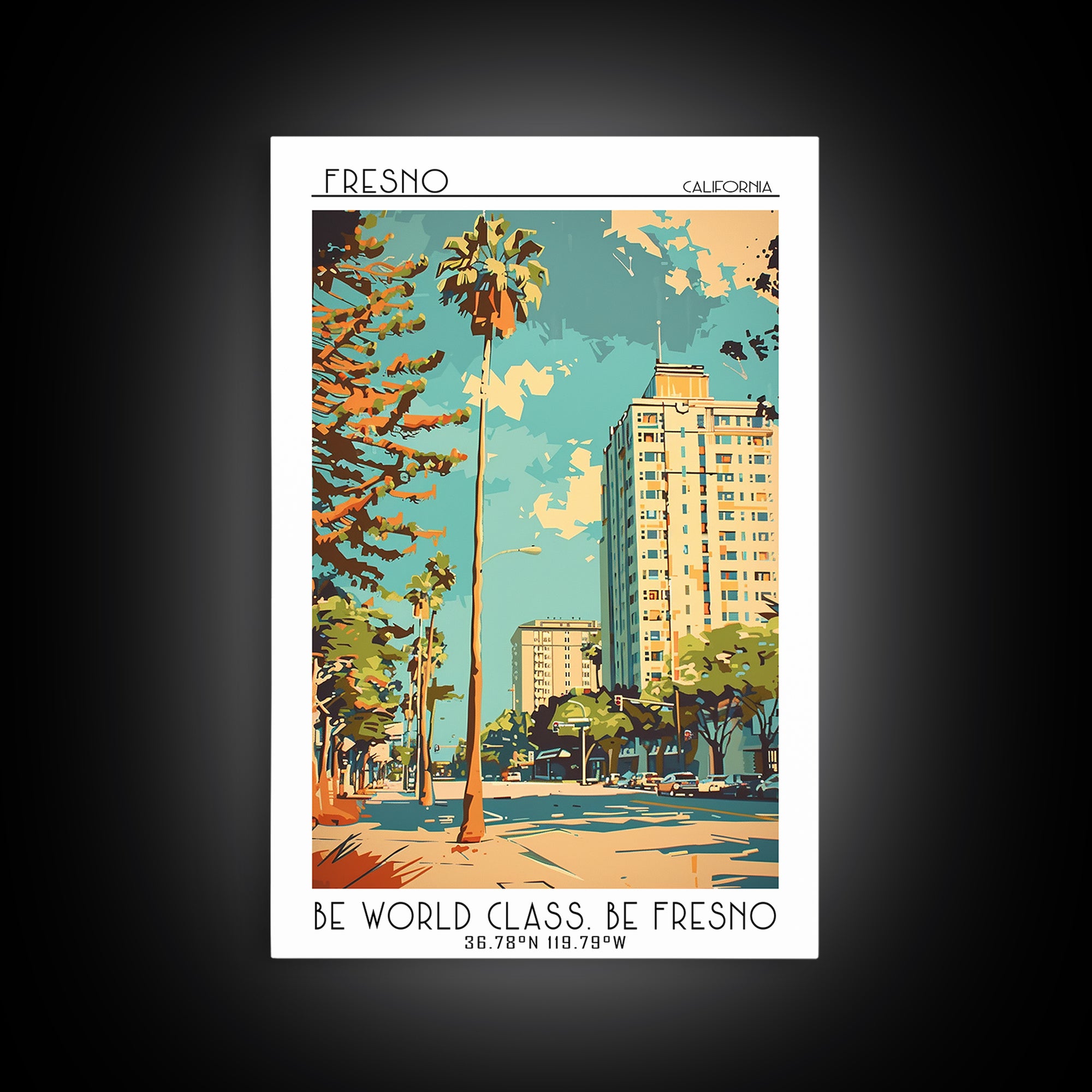 Fresno Travel Poster, Framed Canvas Print, Poster Print, Travel Wall Art, City Travel Poster, Travel Print, Travel Posters, Wall Art