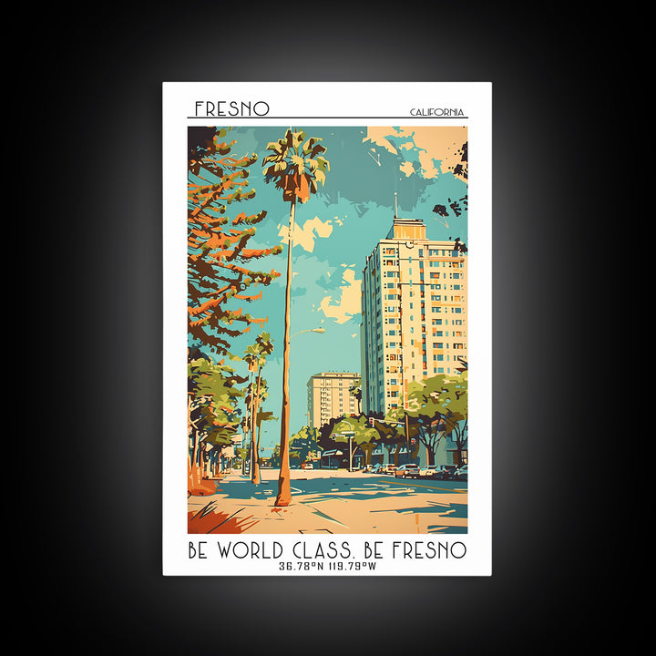 Fresno Travel Poster, Framed Canvas Print, Poster Print, Travel Wall Art, City Travel Poster, Travel Print, Travel Posters, Wall Art