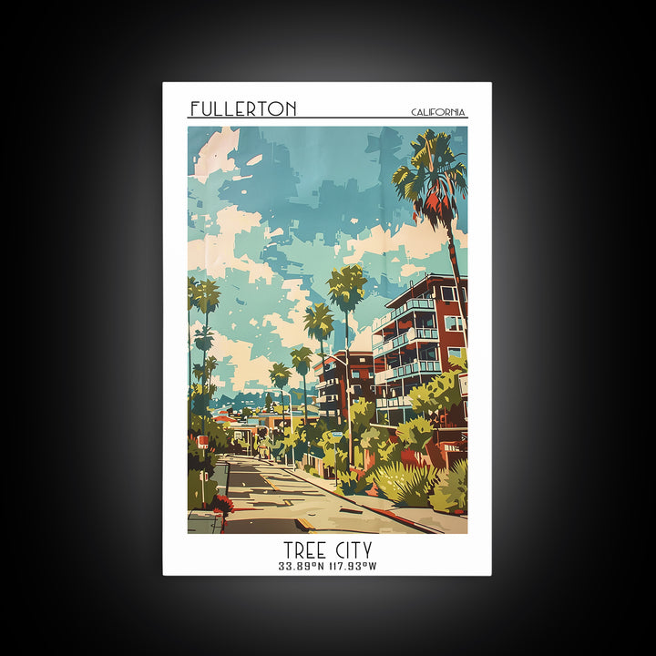 Fullerton Travel Poster, Canvas Print, City Travel Poster, Vintage City Poster, Minimalist Poster, Retro Travel Print, City Wall Art