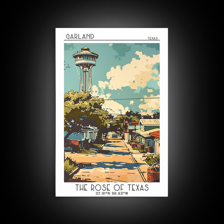 Garland Travel Poster, Framed Canvas Print, Travel Wall Decor, Minimalist Poster, Travel Art Print, Gallery Wall Set, Retro Wall Art