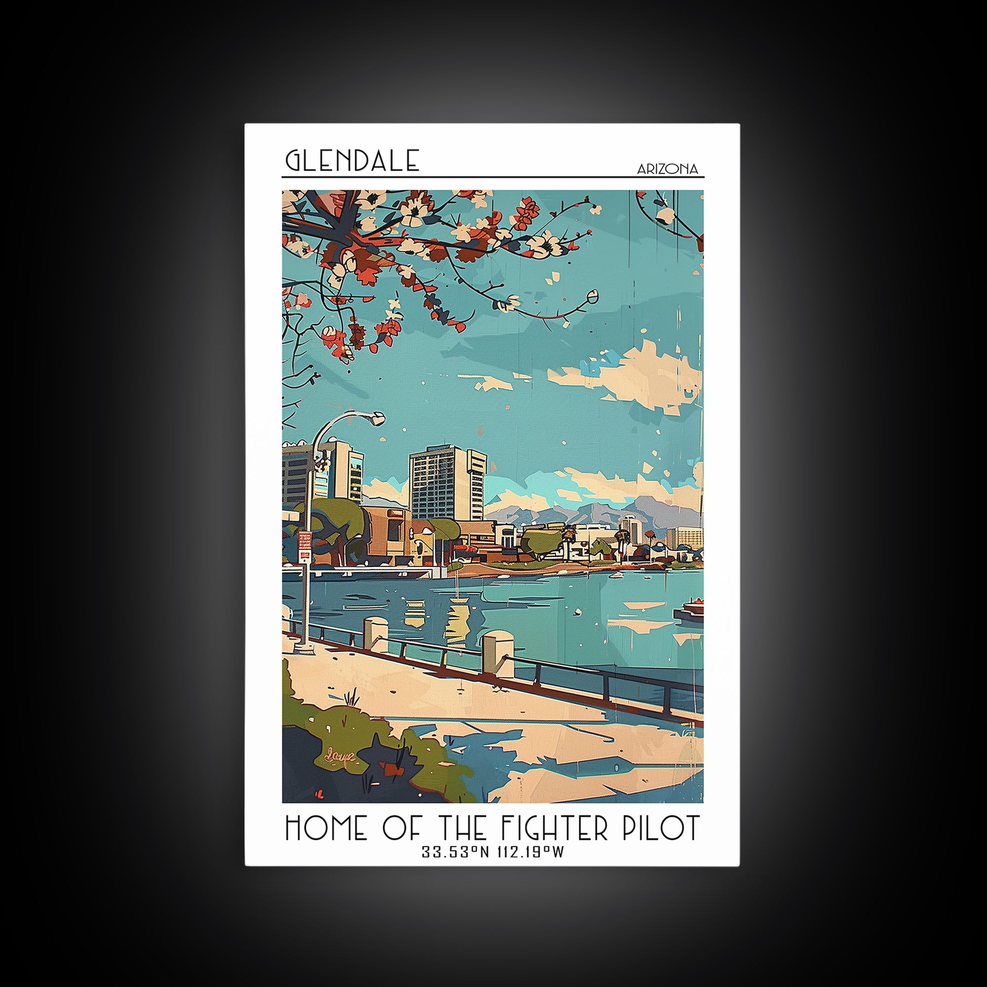 Glendale Travel Poster, Framed Canvas Print, Vintage Travel Print, City Wall Art, Vintage Poster, Vintage Travel Art, Travel Posters