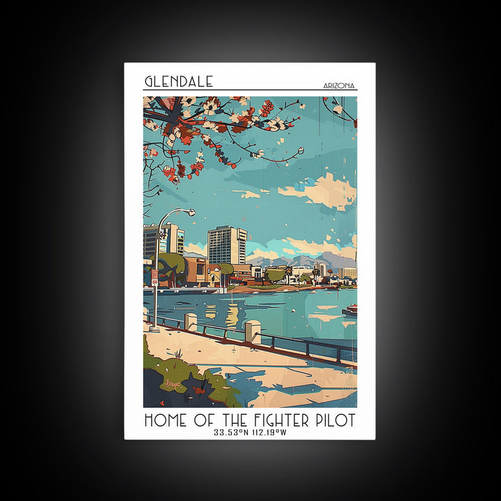 Glendale Travel Poster, Framed Canvas Print, Vintage Travel Print, City Wall Art, Vintage Poster, Vintage Travel Art, Travel Posters