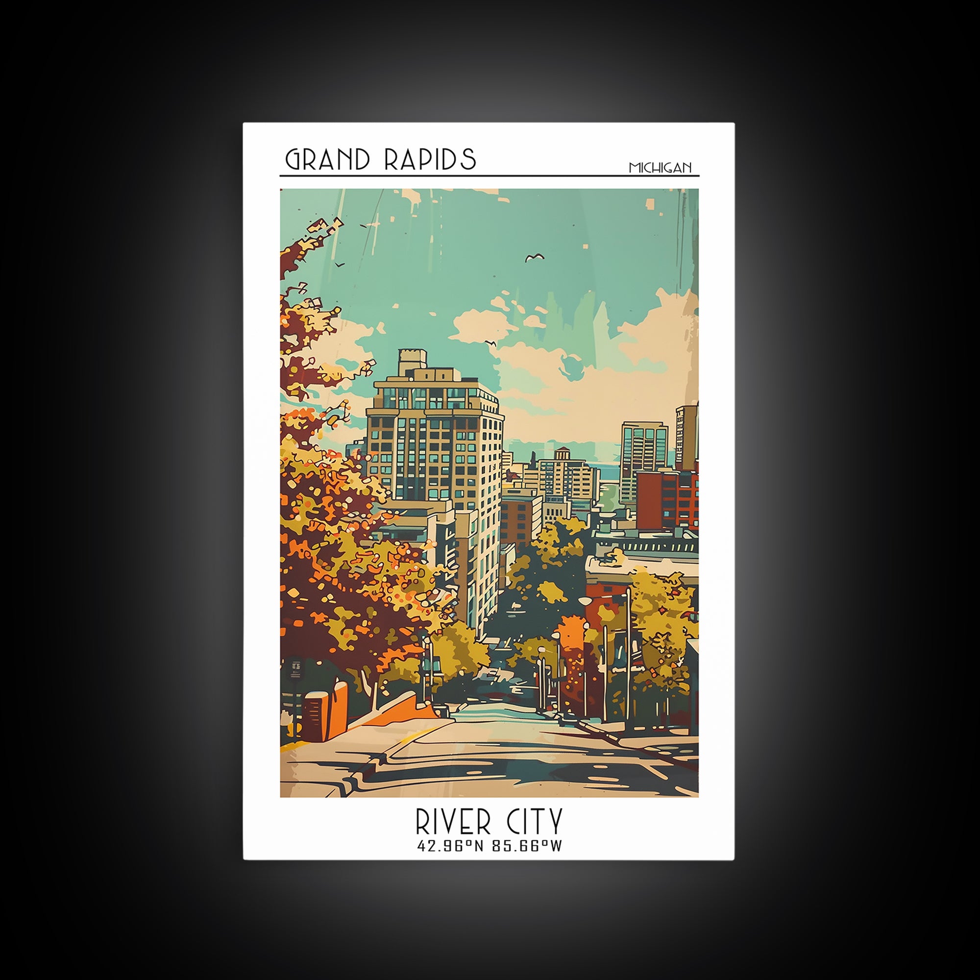 Grand Rapids Travel Poster, Canvas Print, City Art Print, Travel Wall Art, Vintage Travel, Art Print, Retro Wall Art, Fine Art Print