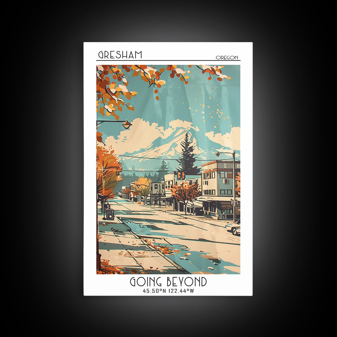 Gresham Oregon Travel Poster, Canvas Print, Poster Print, Travel Wall Art, Retro Travel Poster, Living Room Wall Art, Retro Wall Art