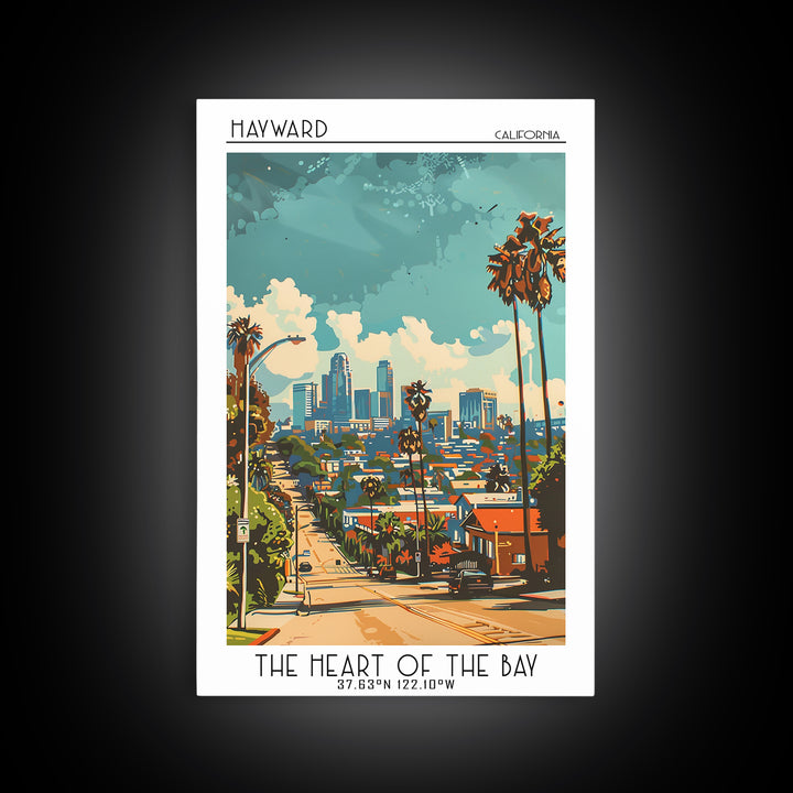 Hayward California Travel Poster, Canvas Print, Retro Travel Poster, City Wall Art, Travel Print, Travel Art Print, Gallery Wall Set