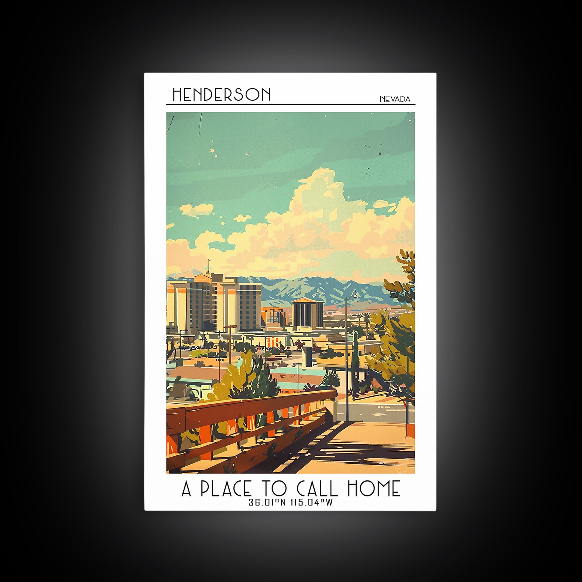 Henderson Nevada Travel Poster, Canvas Print, City Travel Poster, Vintage City Poster, Poster Print, Landscape Art, Gallery Wall Set