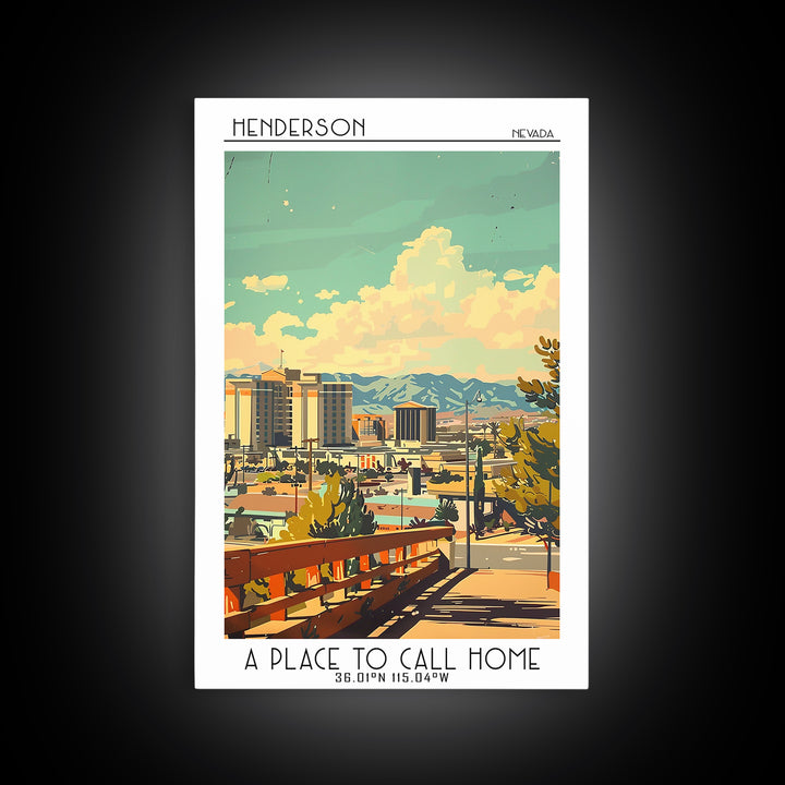Henderson Nevada Travel Poster, Canvas Print, City Travel Poster, Vintage City Poster, Poster Print, Landscape Art, Gallery Wall Set