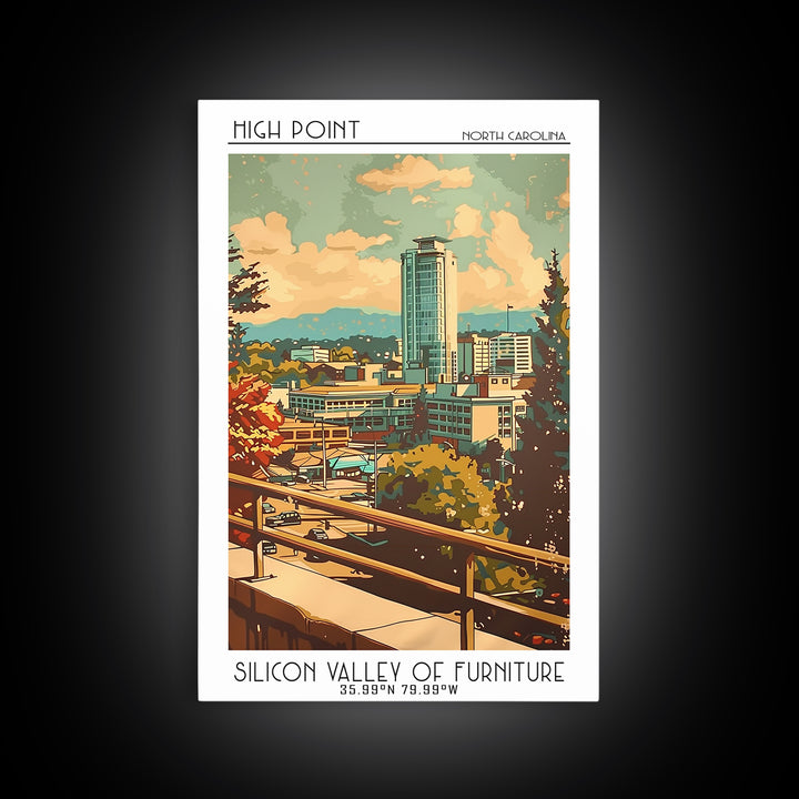 High Point Travel Poster, Framed Canvas Print, Travel Art Print, Modern Wall Decor, Retro Travel Poster, Wall Art, Travel Wall Decor