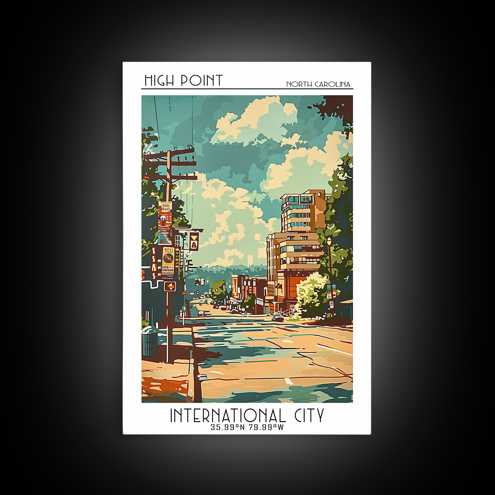 High Point North Carolina Travel Poster, Canvas Print, Travel Art Print, Modern Wall Decor, City Art Print, Home Decor, Travel Decor