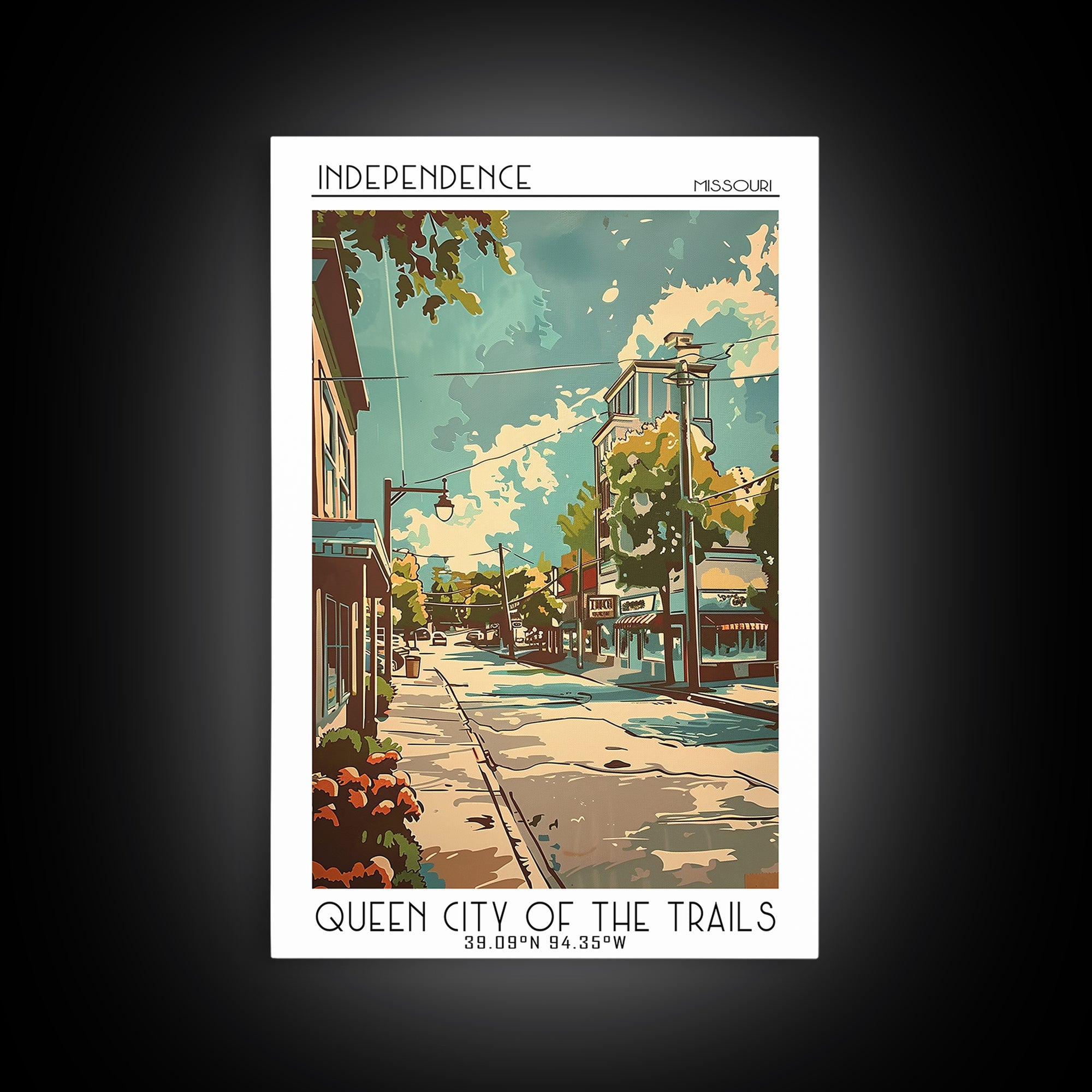 Independence Missouri Travel Poster, Framed Canvas Print, Retro Wall Art, Travel Print, City Wall Art, Wanderlust Gift, Poster Print
