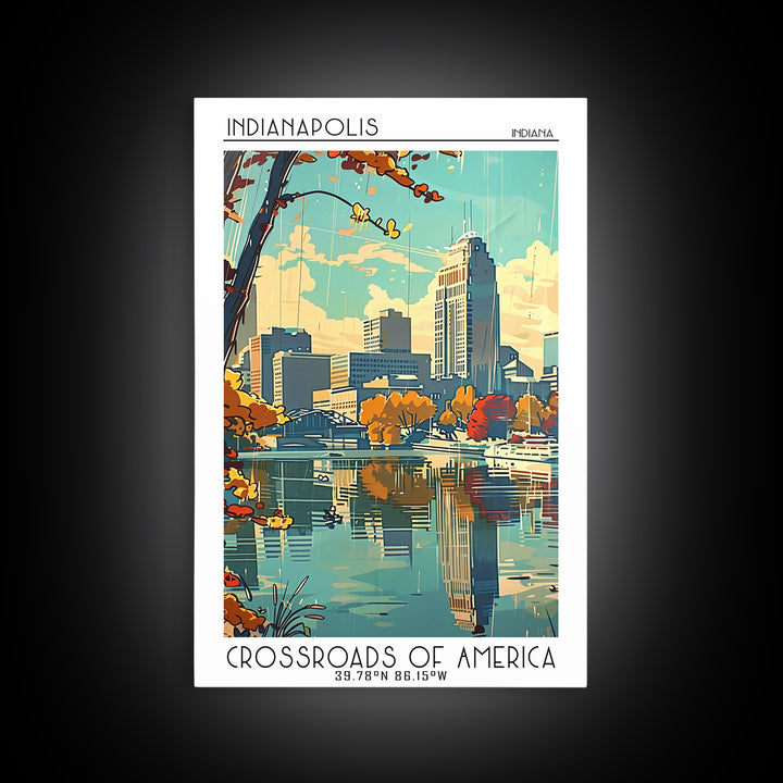 Indianapolis Travel Poster, Framed Canvas Print, Retro Wall Art, Travel Print, Travel Wall Art, Minimalist Poster, Modern Wall Decor