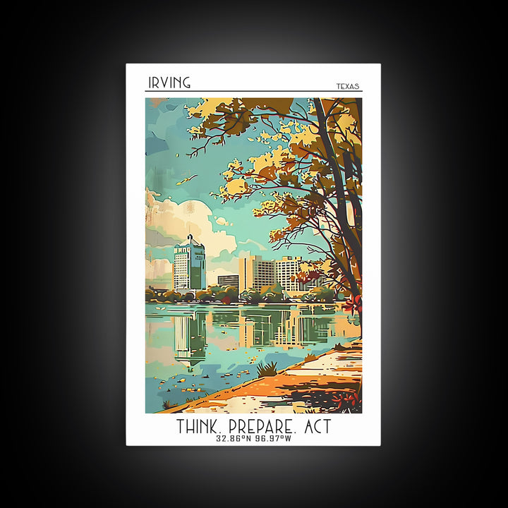 Irving Texas Travel Poster, Framed Canvas Print, City Art Print, Travel Wall Art, Gallery Wall Set, City Travel Poster, Travel Decor