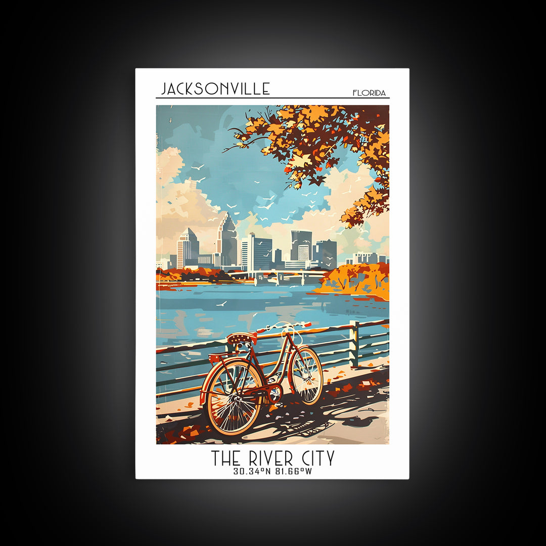 Jacksonville Travel Poster, Canvas Print, City Art Print, Travel Wall Art, City Travel Poster, Vintage Travel Art, City Illustration