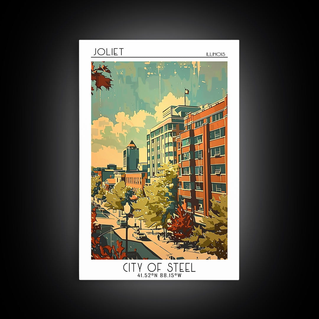 Joliet Travel Poster, Framed Canvas Print, City Travel Poster, Vintage City Poster, Travel Art Print, Vintage Travel Art, Poster Art