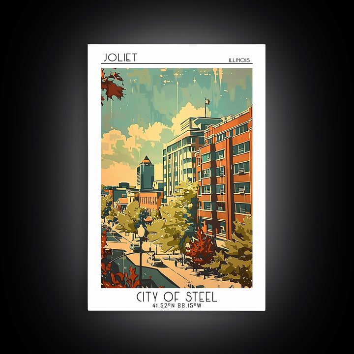 Joliet Travel Poster, Framed Canvas Print, City Travel Poster, Vintage City Poster, Travel Art Print, Vintage Travel Art, Poster Art