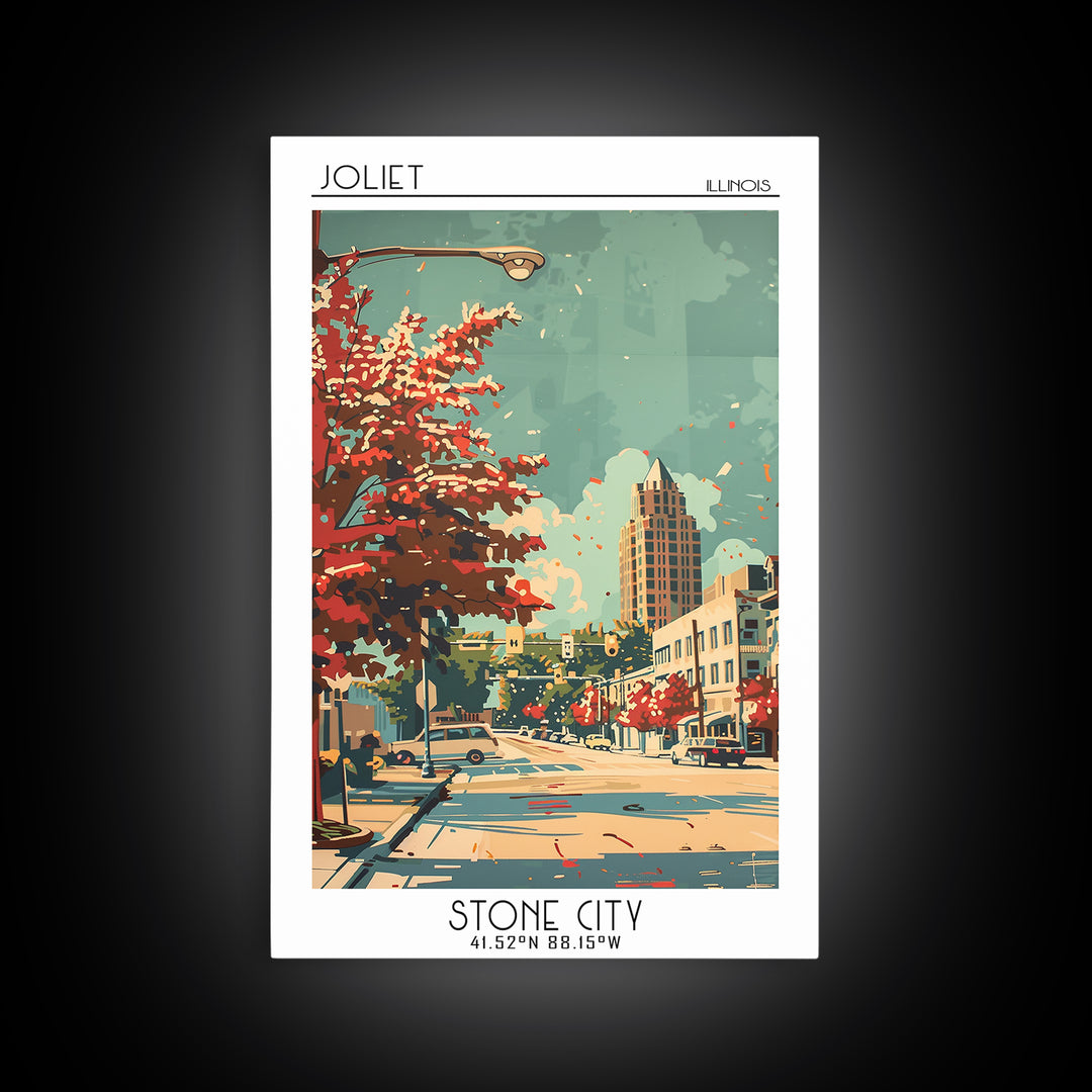 Joliet Illinois Travel Poster, Canvas Print, Poster Print, Travel Wall Art, Wanderlust Gift, Home Office Decor, Mid Century Wall Art