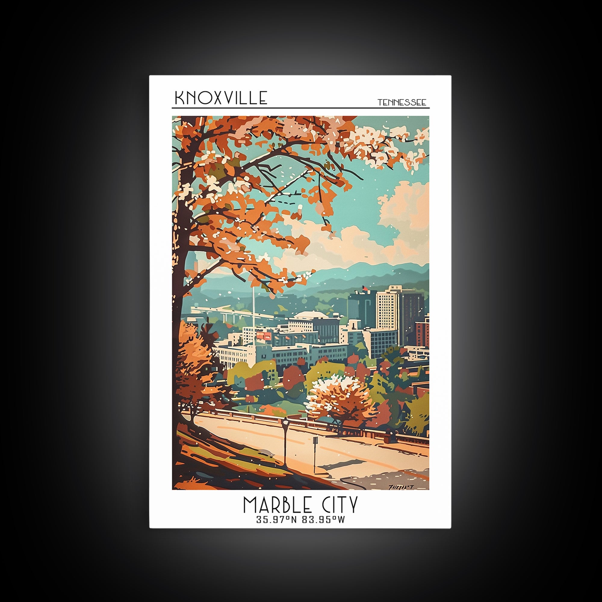 Knoxville Travel Poster, Framed Canvas Print, City Art Print, Travel Wall Art, Vintage Posters, Living Room Wall Art, Retro Wall Art