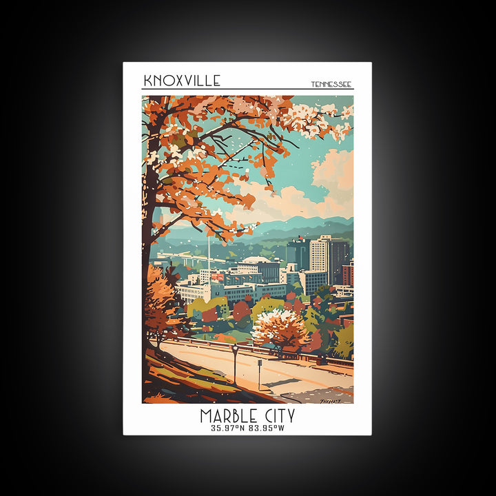 Knoxville Travel Poster, Framed Canvas Print, City Art Print, Travel Wall Art, Vintage Posters, Living Room Wall Art, Retro Wall Art