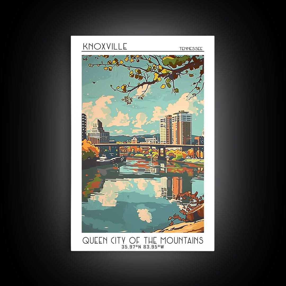 Knoxville Tennessee Travel Poster, Framed Canvas Print, City Travel Poster, Travel Wall Art, Travel Prints, Wall Art, Travel Posters