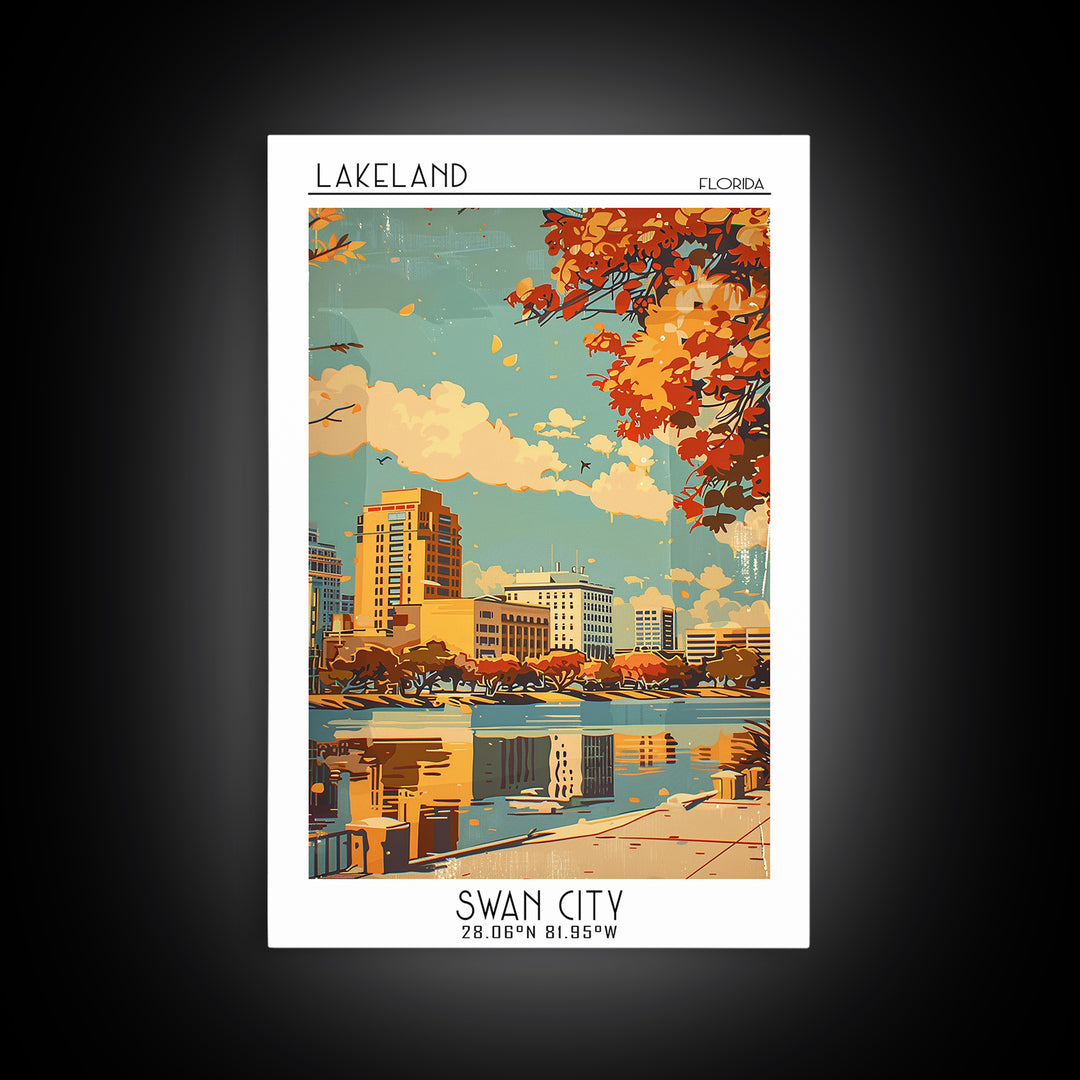 Lakeland Florida Travel Poster, Canvas Print, City Travel Poster, Travel Wall Art, Poster Print, City Art Print, Vintage City Poster