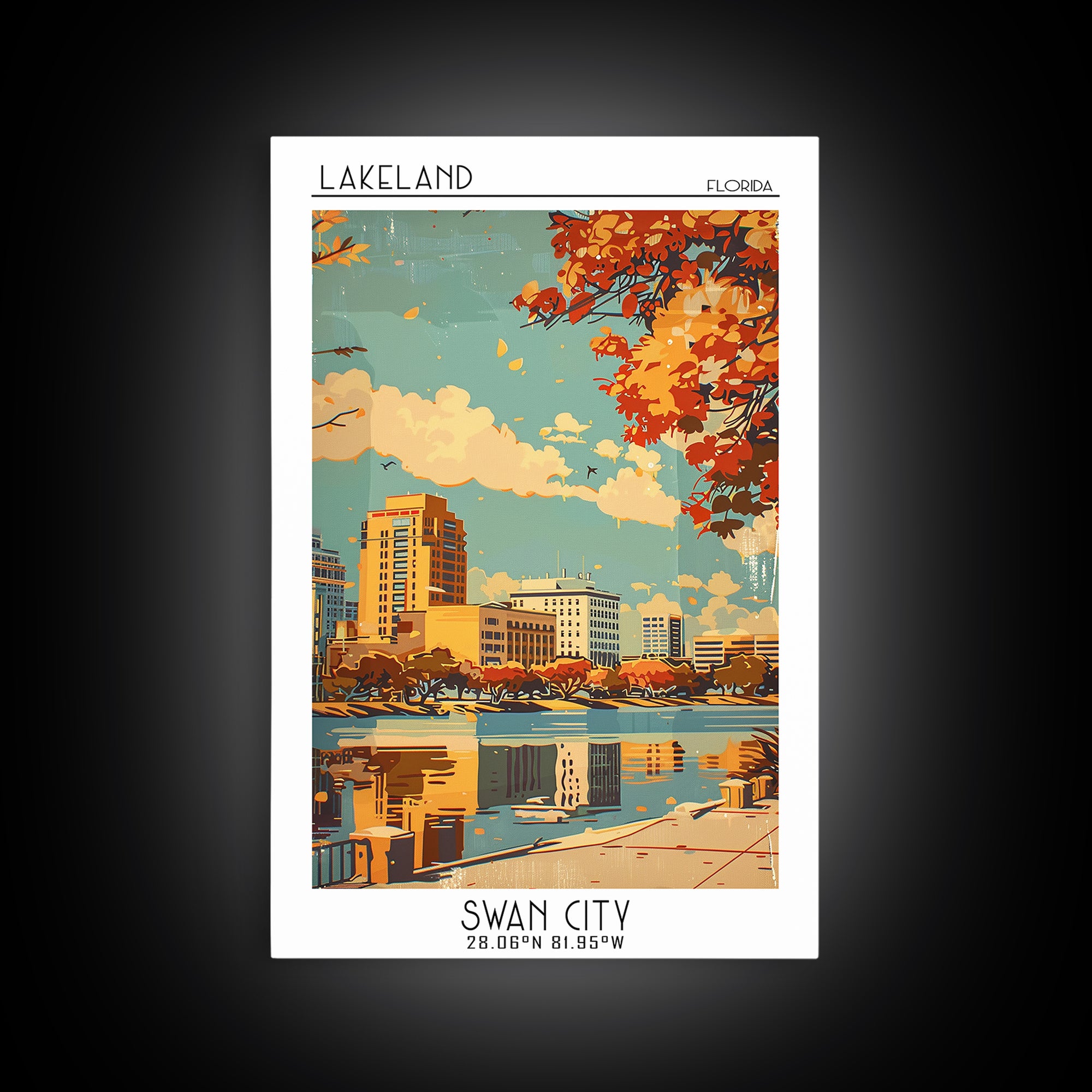 Lakeland Florida Travel Poster, Canvas Print, City Travel Poster, Travel Wall Art, Poster Print, City Art Print, Vintage City Poster