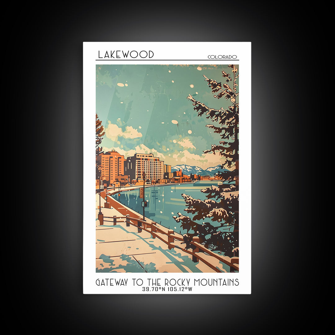 Lakewood Travel Poster, Canvas Print, City Travel Poster, Travel Wall Art, Home Office Decor, Living Room Wall Art, Travel Art Print