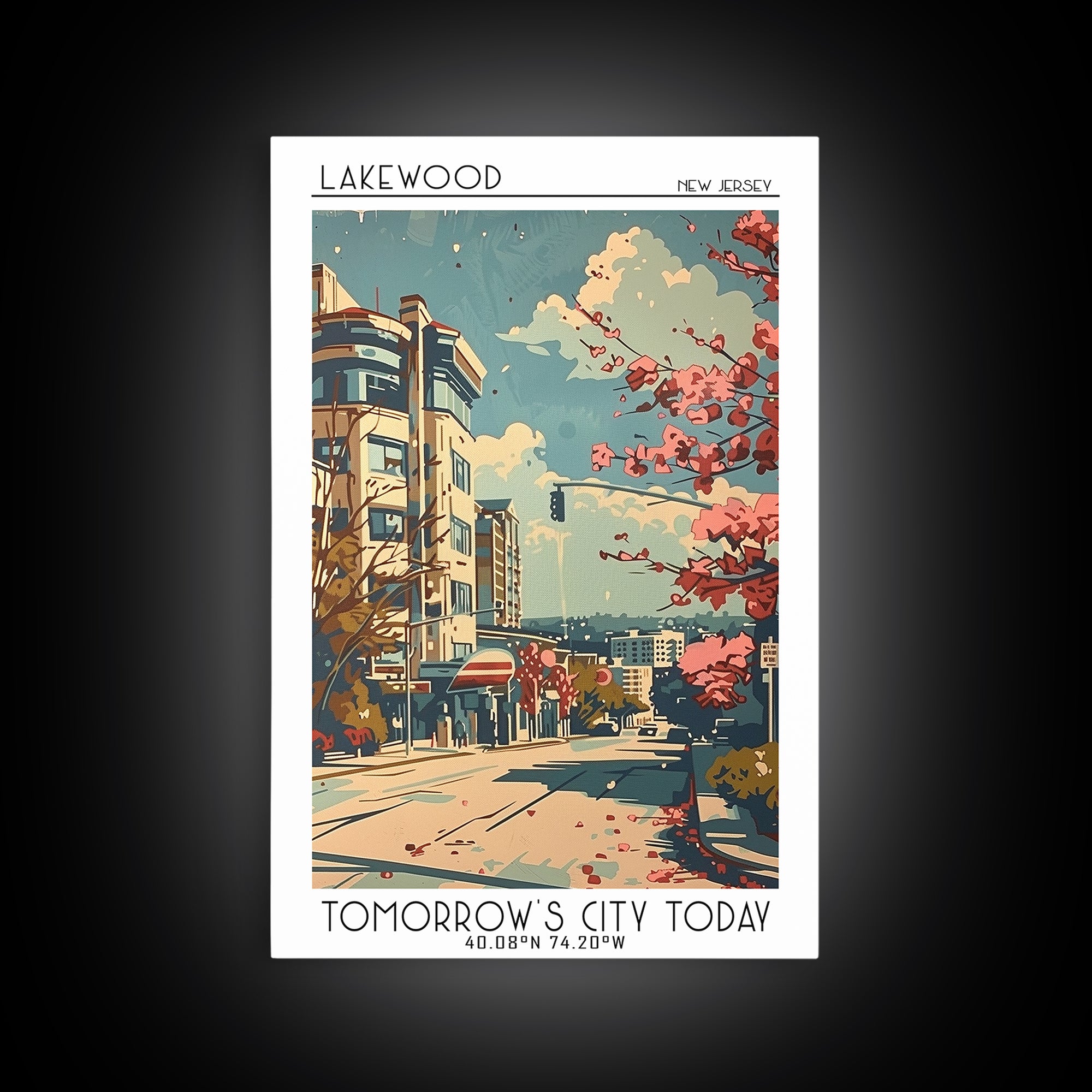 Lakewood New Jersey Travel Poster, Framed Canvas Print, Retro Wall Art, Travel Print, Vintage Travel Art, Poster Art, Fine Art Print