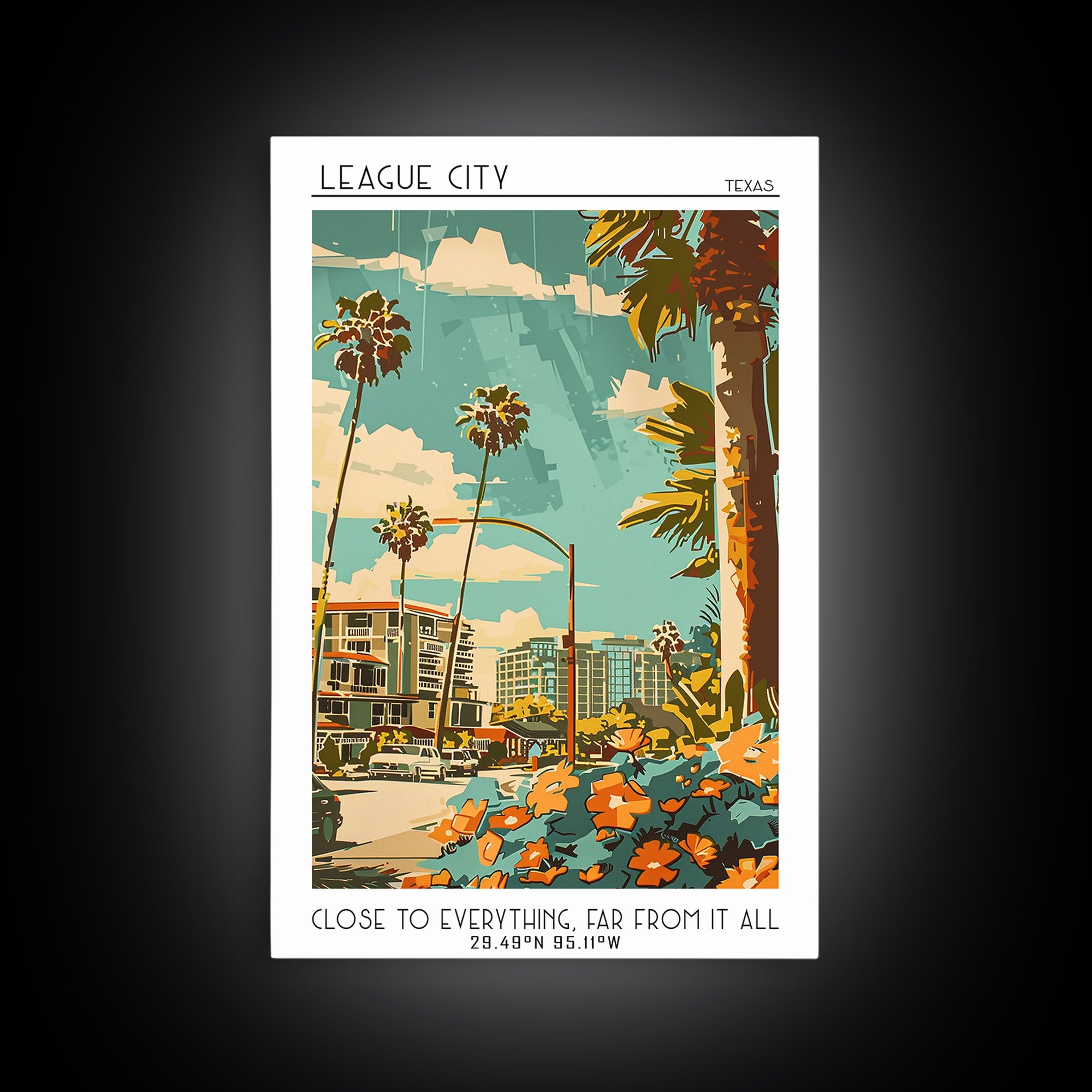 League City Travel Poster, Canvas Print, Poster Print, Travel Wall Art, Poster Art, Landscape Art, Colorful Wall Art, City Art Print