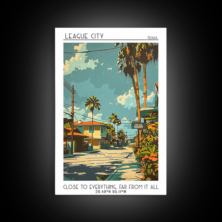 League City Texas Travel Poster, Canvas Print, Travel Wall Decor, Minimalist Poster, Gallery Wall Set, Travel Wall Art, Travel Decor
