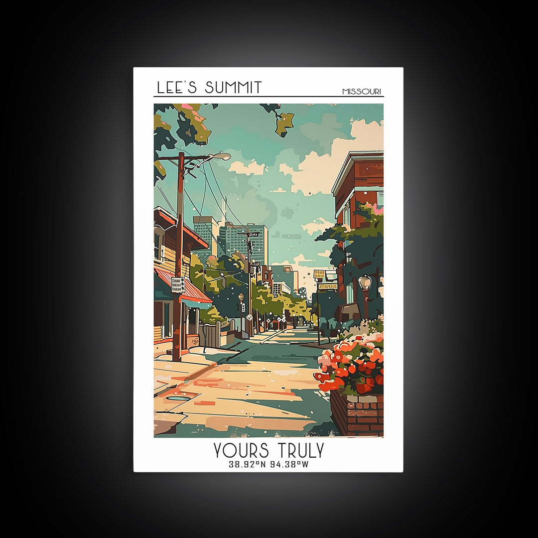 Lees Summit Missouri Travel Poster, Framed Canvas Print, City Travel Poster, Vintage City Poster, Landscape Art, Retro Travel Poster