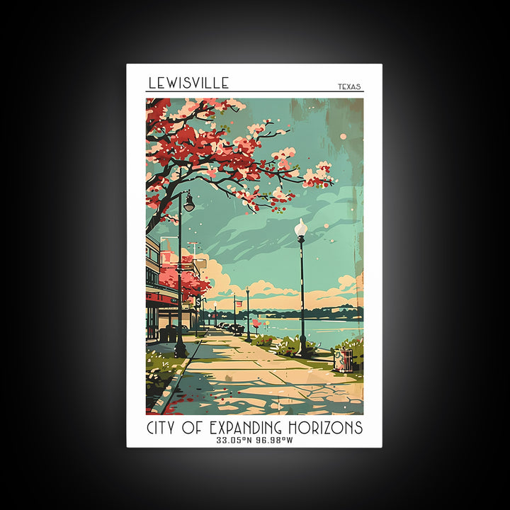 Lewisville Texas Travel Poster, Canvas Print, City Travel Poster, Vintage City Poster, Retro Wall Art, Vintage Poster, City Wall Art