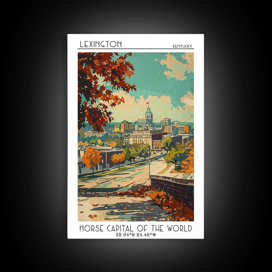 Lexington Travel Poster, Framed Canvas Print, Vintage Travel Print, City Wall Art, Minimalist Poster, Travel Posters, Fine Art Print