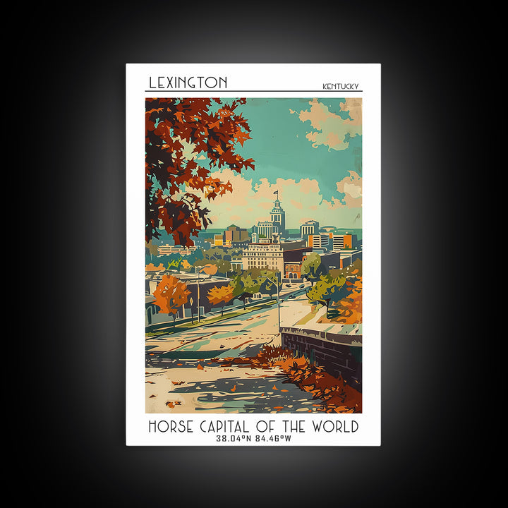 Lexington Travel Poster, Framed Canvas Print, Vintage Travel Print, City Wall Art, Minimalist Poster, Travel Posters, Fine Art Print