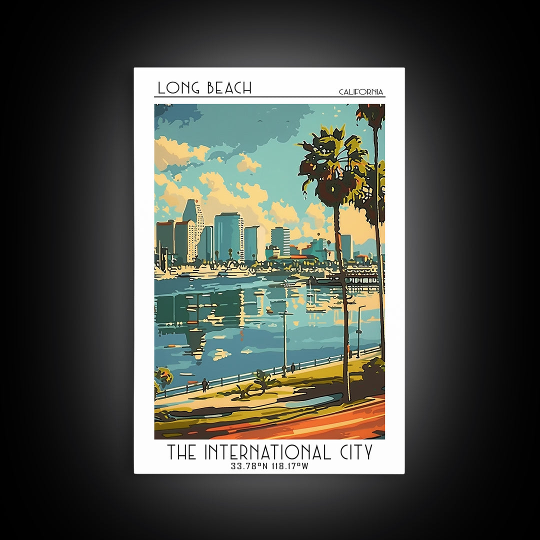 Long Beach California Travel Poster, Canvas Print, City Travel Poster, Vintage City Poster, City Wall Art, Art Print, Retro Wall Art