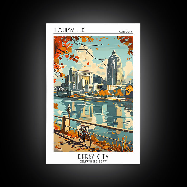 Louisville Kentucky Travel Poster, Framed Canvas Print, City Travel Poster, Travel Wall Decor, Living Room Wall Art, Wanderlust Gift