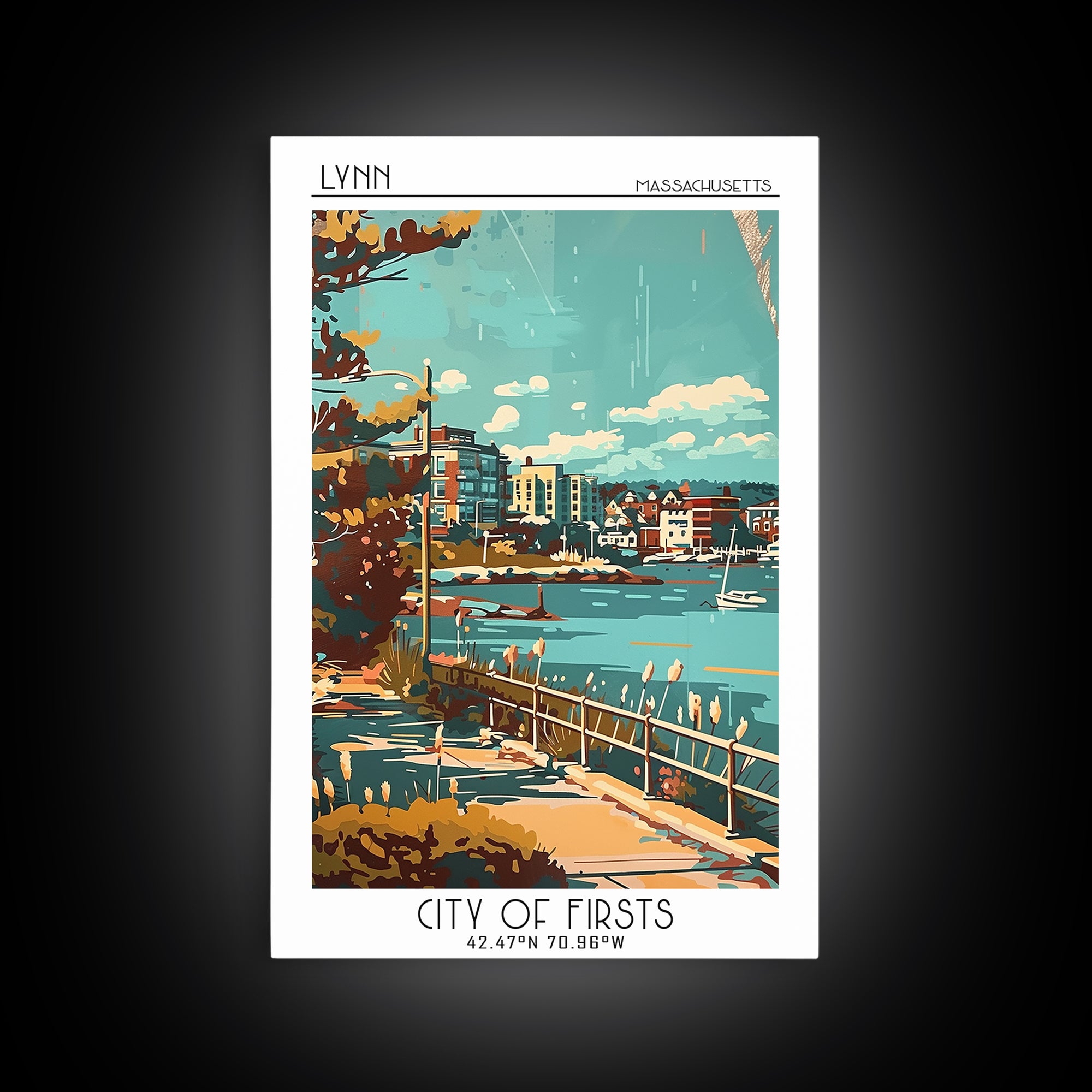 Lynn Travel Poster, Canvas Print, Retro Wall Art, Travel Print, Gallery Wall Set, Fine Art Print, Vintage Travel Art, Vintage Poster