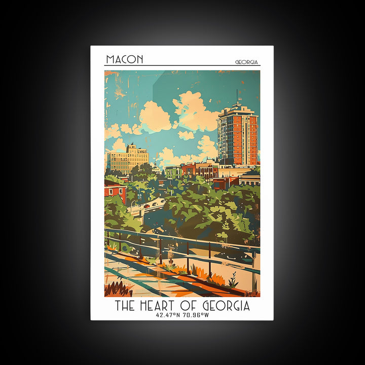 Macon Travel Poster, Canvas Print, Retro Travel Poster, City Wall Art, Gallery Wall Set, Travel Print, Travel Decor, Travel Wall Art