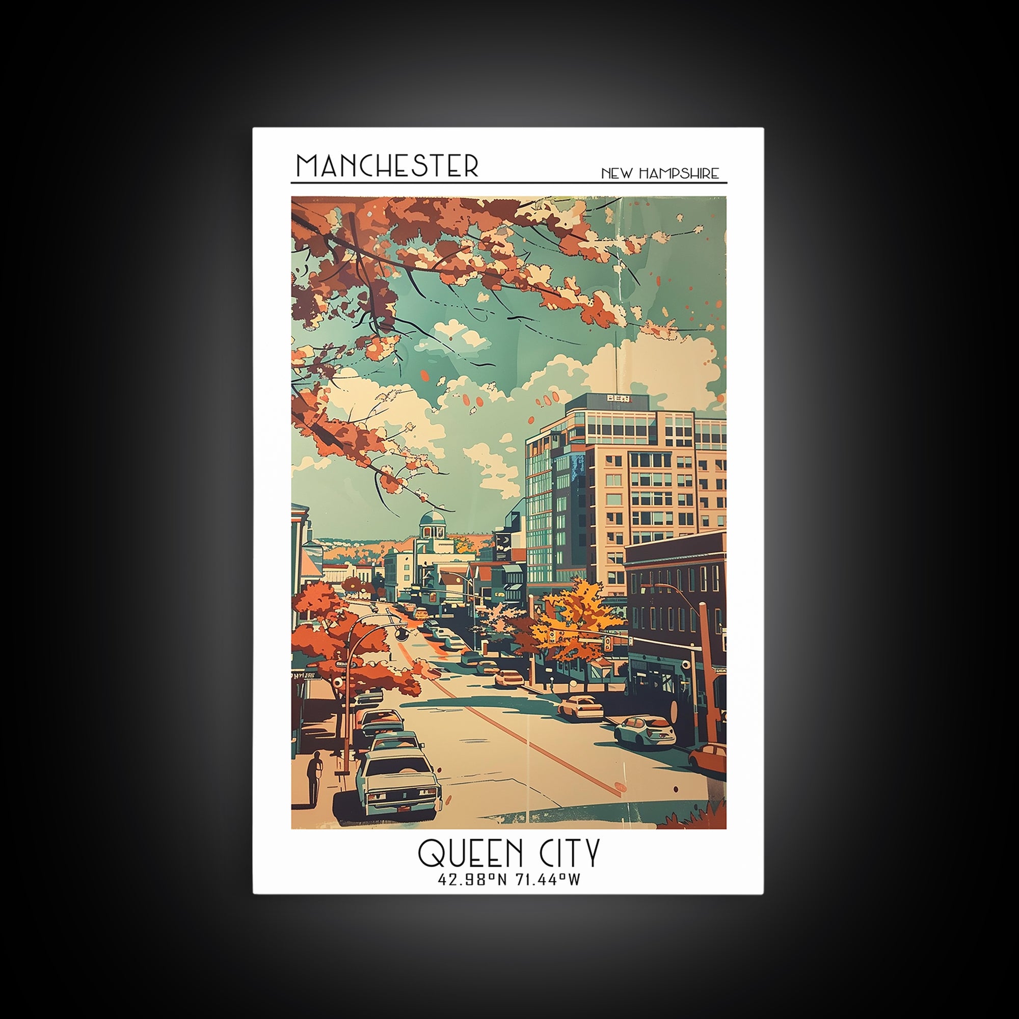 Manchester Travel Poster, Framed Canvas Print, City Travel Poster, Travel Wall Art, Landscape Art, City Wall Art, Vintage Travel Art