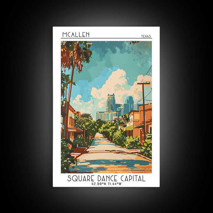 McAllen Travel Poster, Framed Canvas Print, City Travel Poster, Travel Wall Decor, Travel Posters, Retro Travel Poster, Poster Print