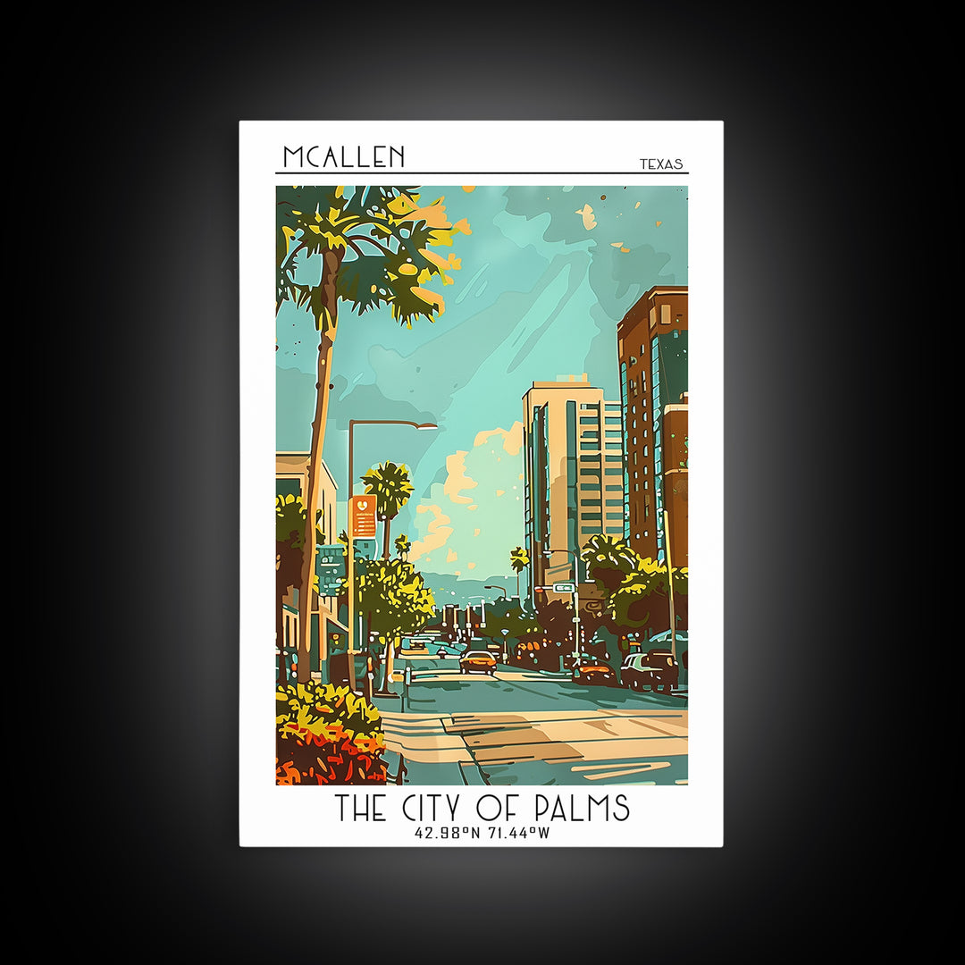 McAllen Texas Travel Poster, Framed Canvas Print, Poster Print, Travel Wall Art, Vintage Posters, Retro Wall Art, Vintage Travel Art