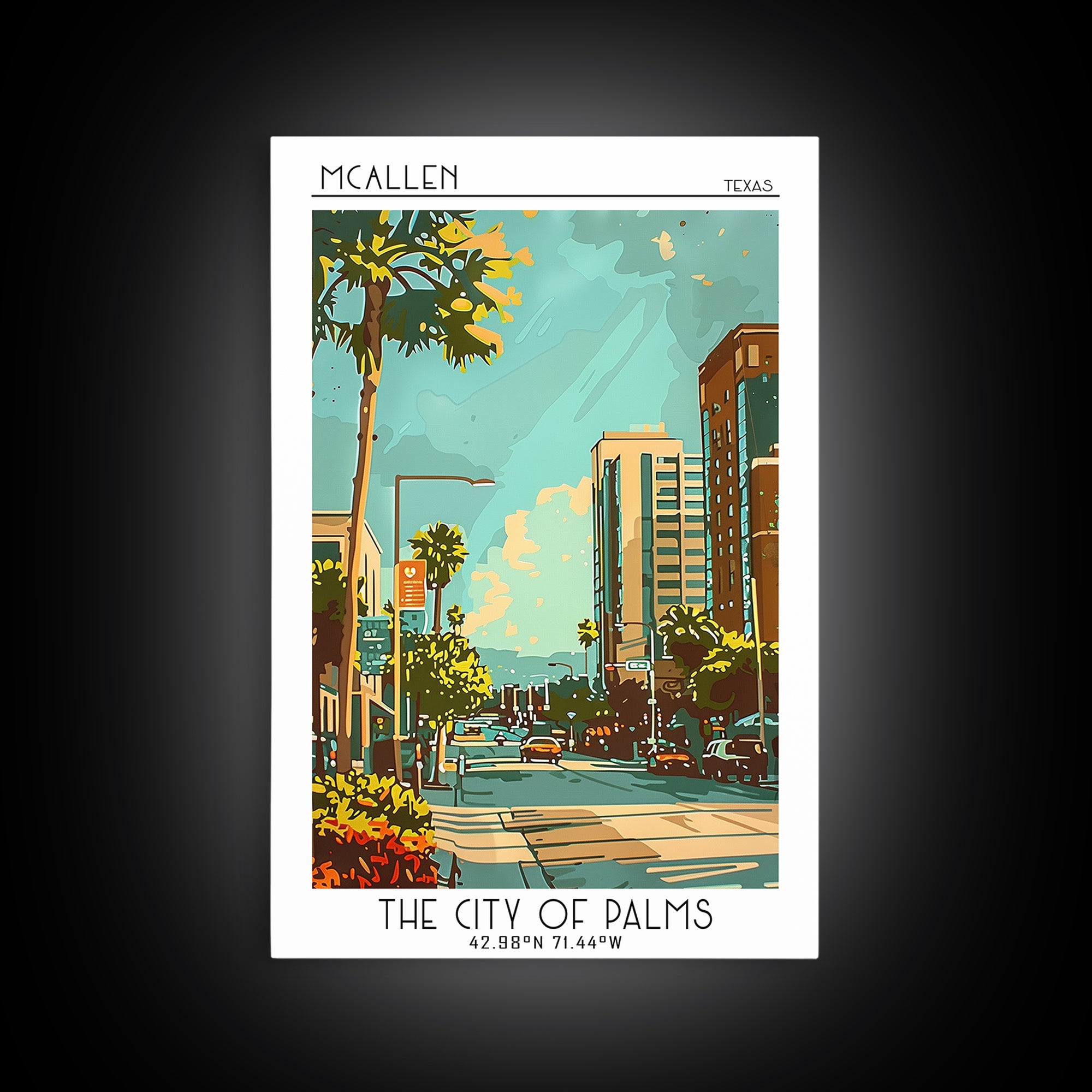 McAllen Texas Travel Poster, Framed Canvas Print, Poster Print, Travel Wall Art, Vintage Posters, Retro Wall Art, Vintage Travel Art