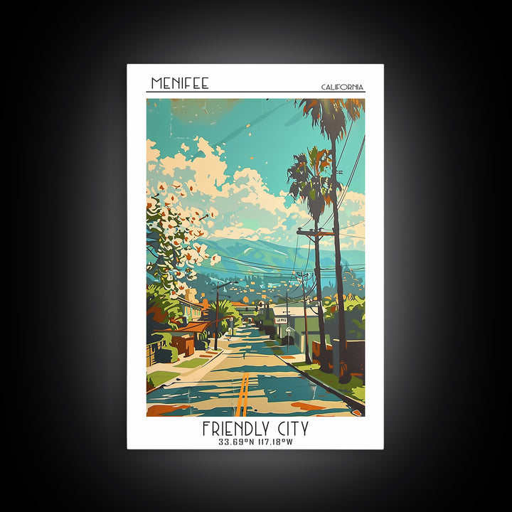 Menifee Travel Poster, Canvas Print, Travel Prints, Landscape Art, Travel Print, Retro Travel Poster, Poster Print, Gallery Wall Set